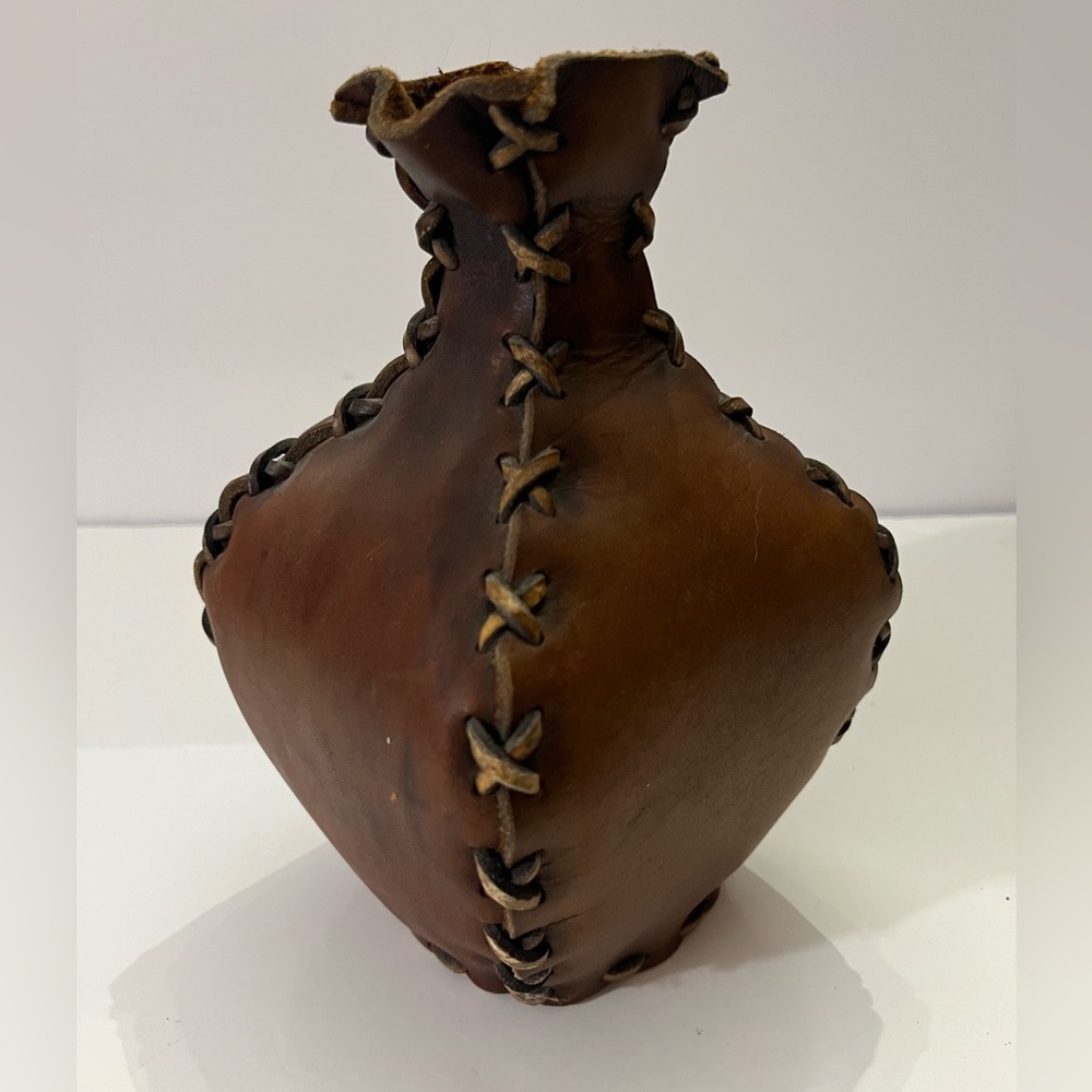 Incredibly Unique Handcrafted Brown Leather Jug